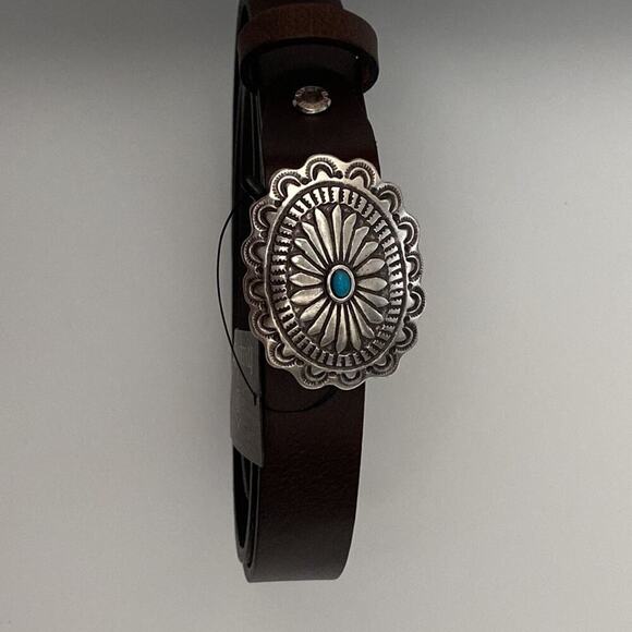 ? Made In Italy Leather Belt With Ornate Buckle Women’s Size L